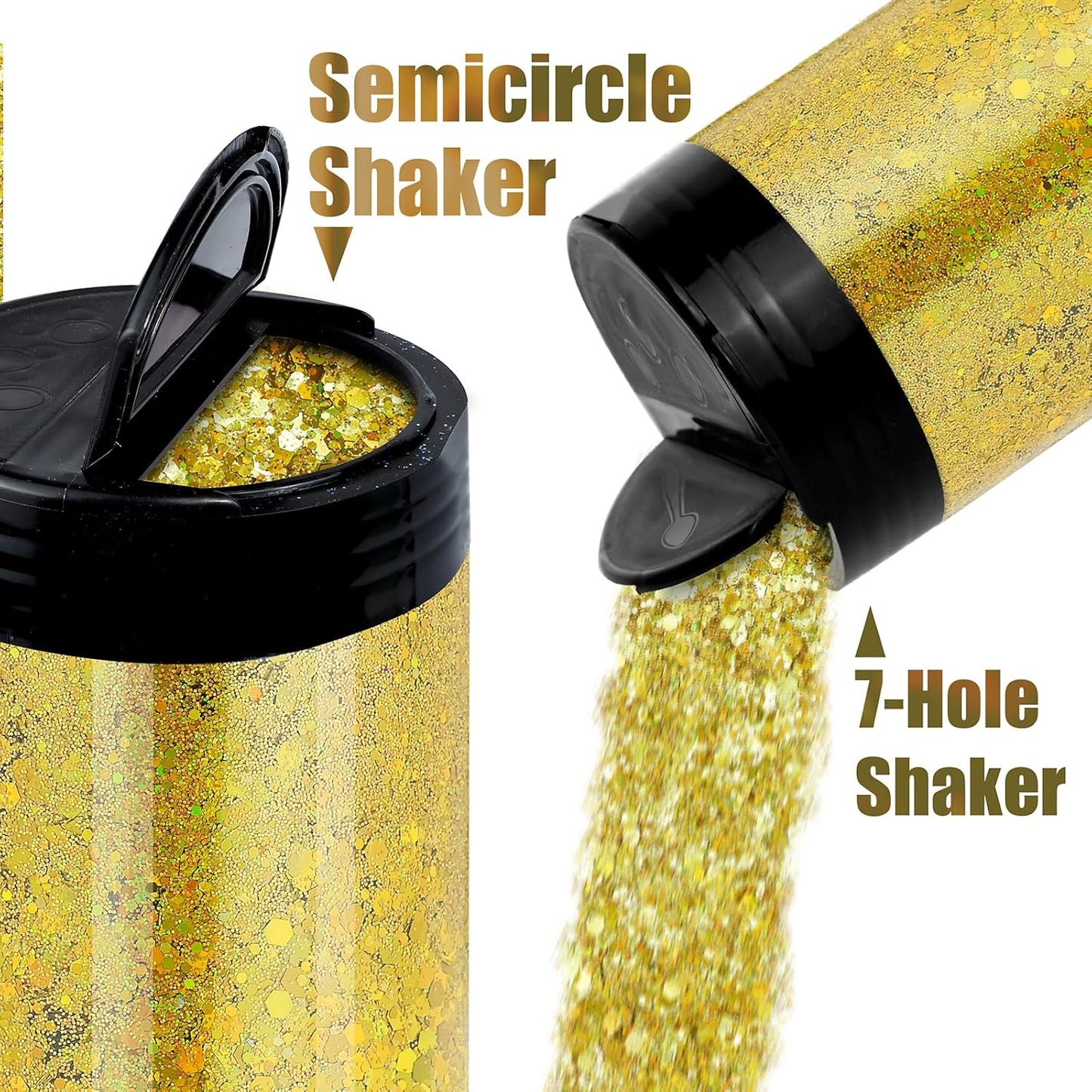 Laser Black Chunky & Fine Iridescent Glitter Mix, 160G/5.64OZ - Cosmetic Glitter for Nail, Hair, Makeup, Body & Tumbler - Bulk