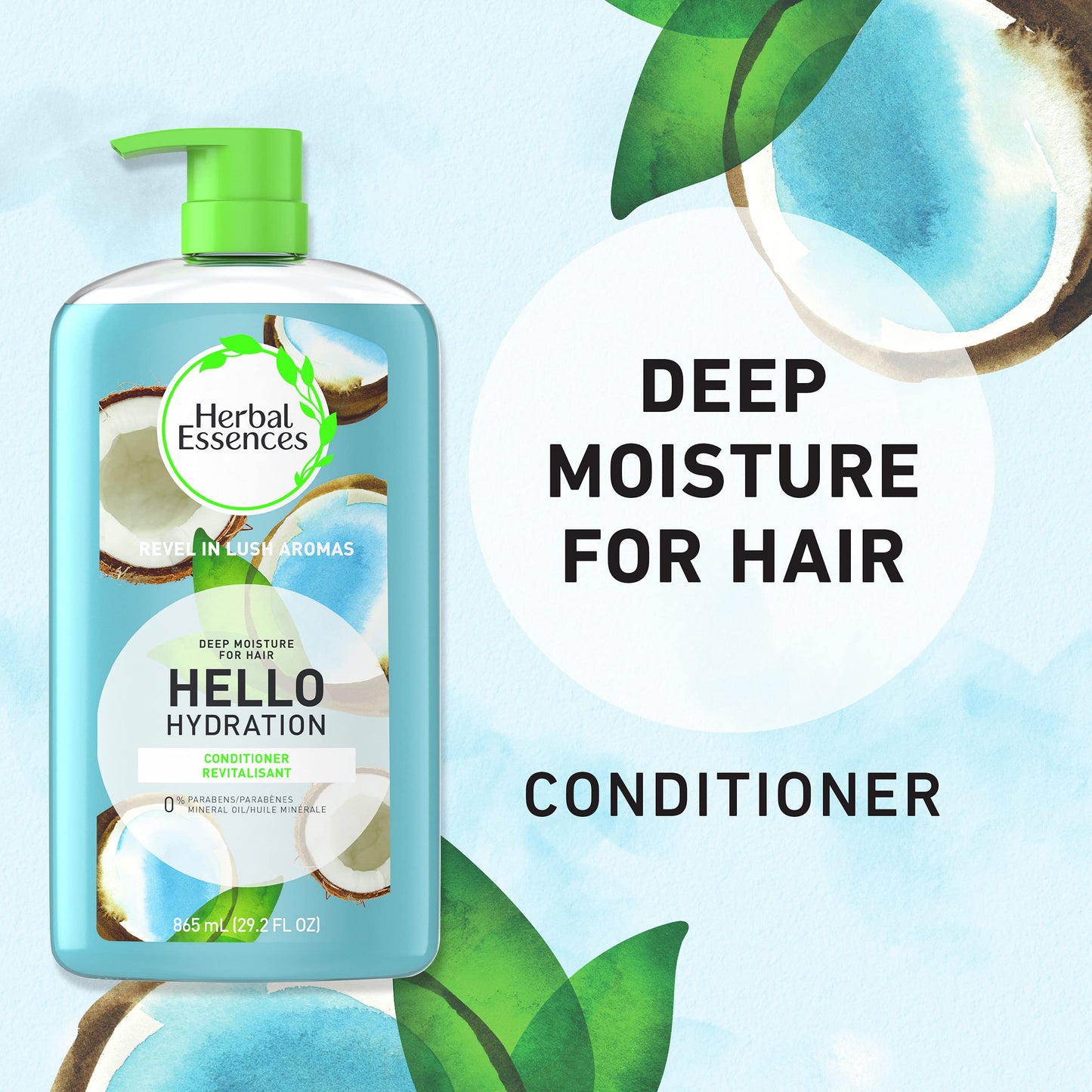 Herbal Essences Moisturizing Shampoo and Conditioner Set, Paraben Free, Hello Hydration, Safe for Color-Treated Hair, Coconut, B