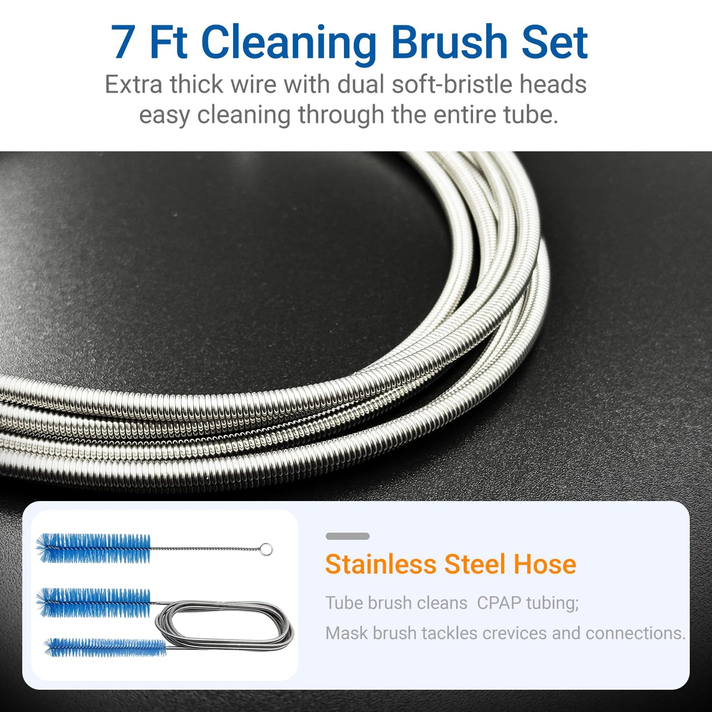 Nexonty 9 Pack CPAP Tube Cleaning Kit, Collapsible Wash Basin, CPAP Hose Holder, CPAP Tube Clips, CPAP Tubing Holder, Tube Cleaning Brush Fits for Standard15-22mm Diameter Tubing with Storage Bag