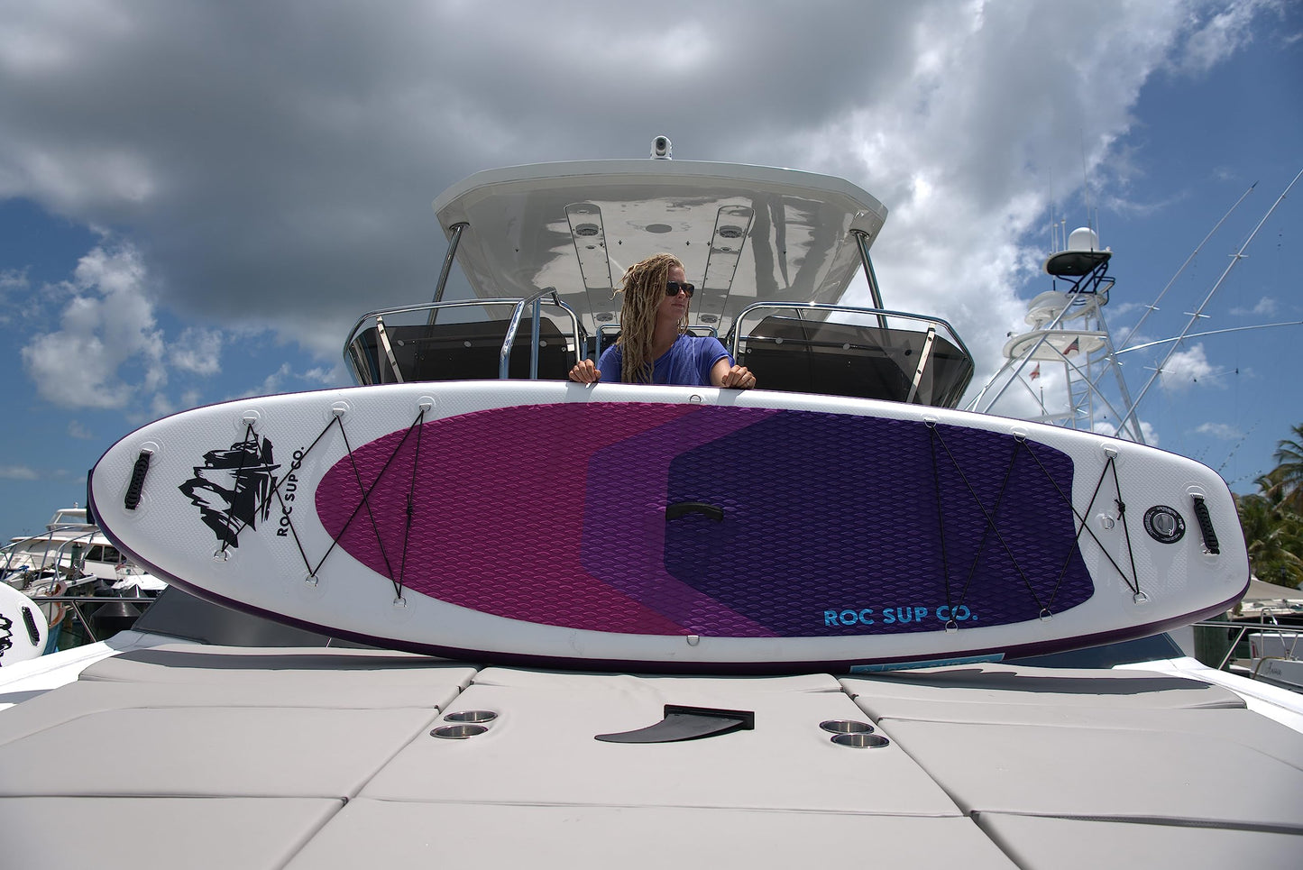 Roc Inflatable Stand Up Paddle Board 10' 6" with Premium SUP Paddle Board Accessories, Wide Stable Design, Non-Slip Comfort Deck for Youth & Adults (Violet)