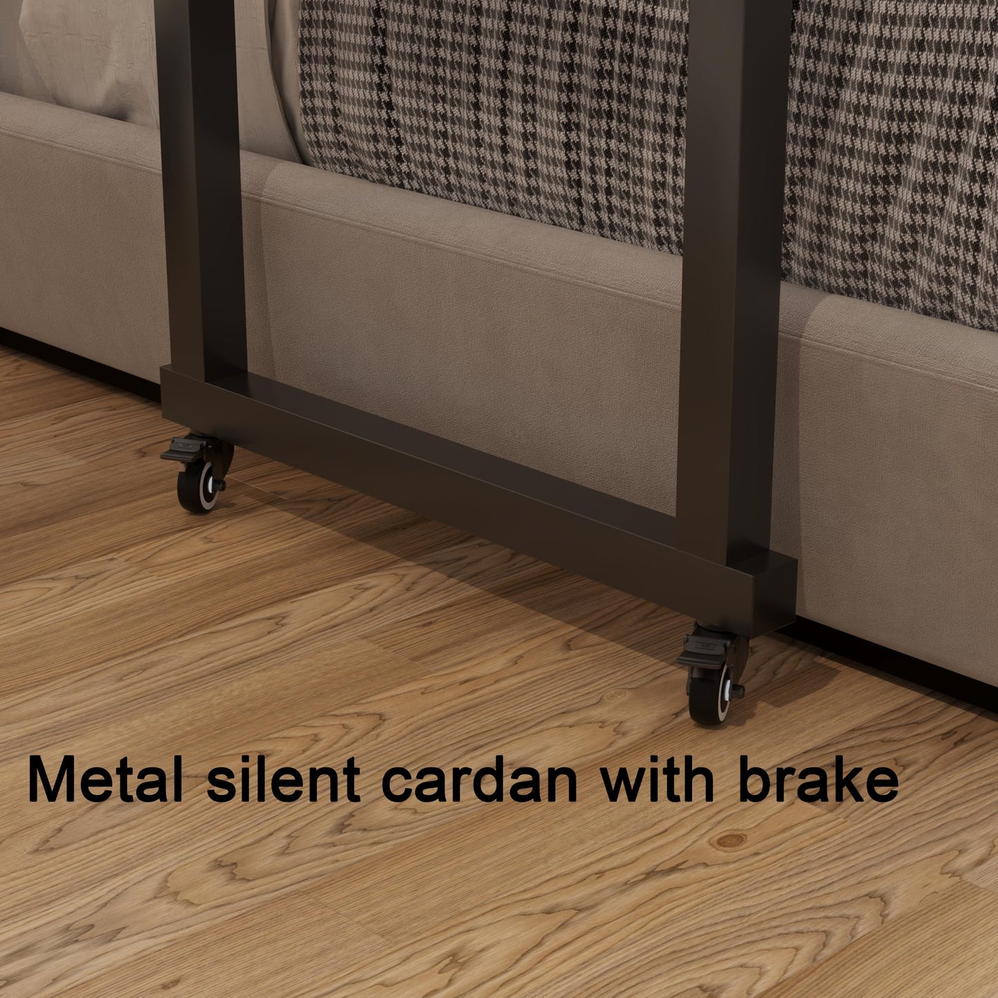 TigerDad Overbed Table with Wheels, Modern Style, Brown, 55.1-82.7x25.6x18.1 inches, 350lbs Weight Capacity