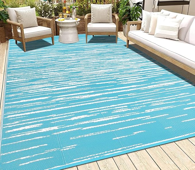 HEBE Outdoor Rug 6' x 9' Waterproof for Patios Clearance, Reversible Plastic Straw Rug Camping Carpet, Indoor Outdoor Area...
