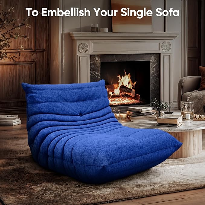 Bean Bag Chair for Adults, Fireside Togo Chair, BeanBag Chairs for Teens with High-Resilience Memory Foam, Non-Slip Base Compression Floor Lounge Sofa for Living Room, Bedroom