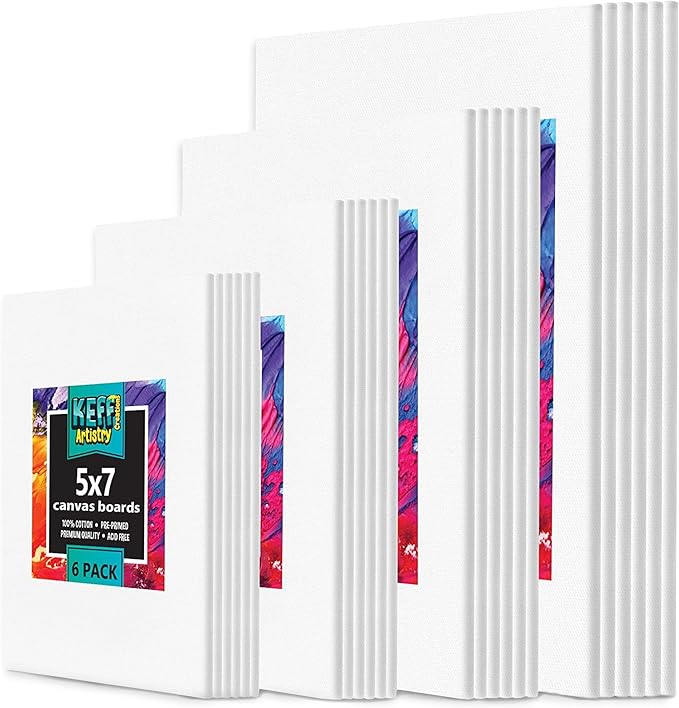 KEFF 24-Pack Canvas for Painting, 6 of 5x7, 8x10, 9x12,11x14 Painting Canvas Boards, Art Supplies for Adults & Kids - 100%...