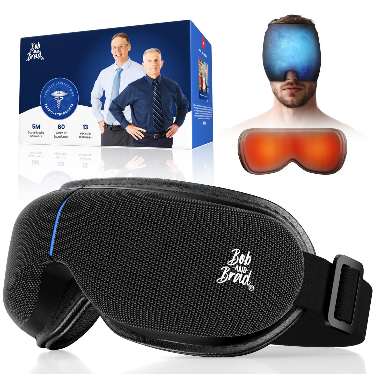 BOB AND BRAD Eye Massager with Heat and Cooling, EyeOasis 3 Elite Smart Eye Mask for Migraines, Heated Face Massager for Dry Eye Migraine Relief, Warm Compress for Eyes Strain Relief