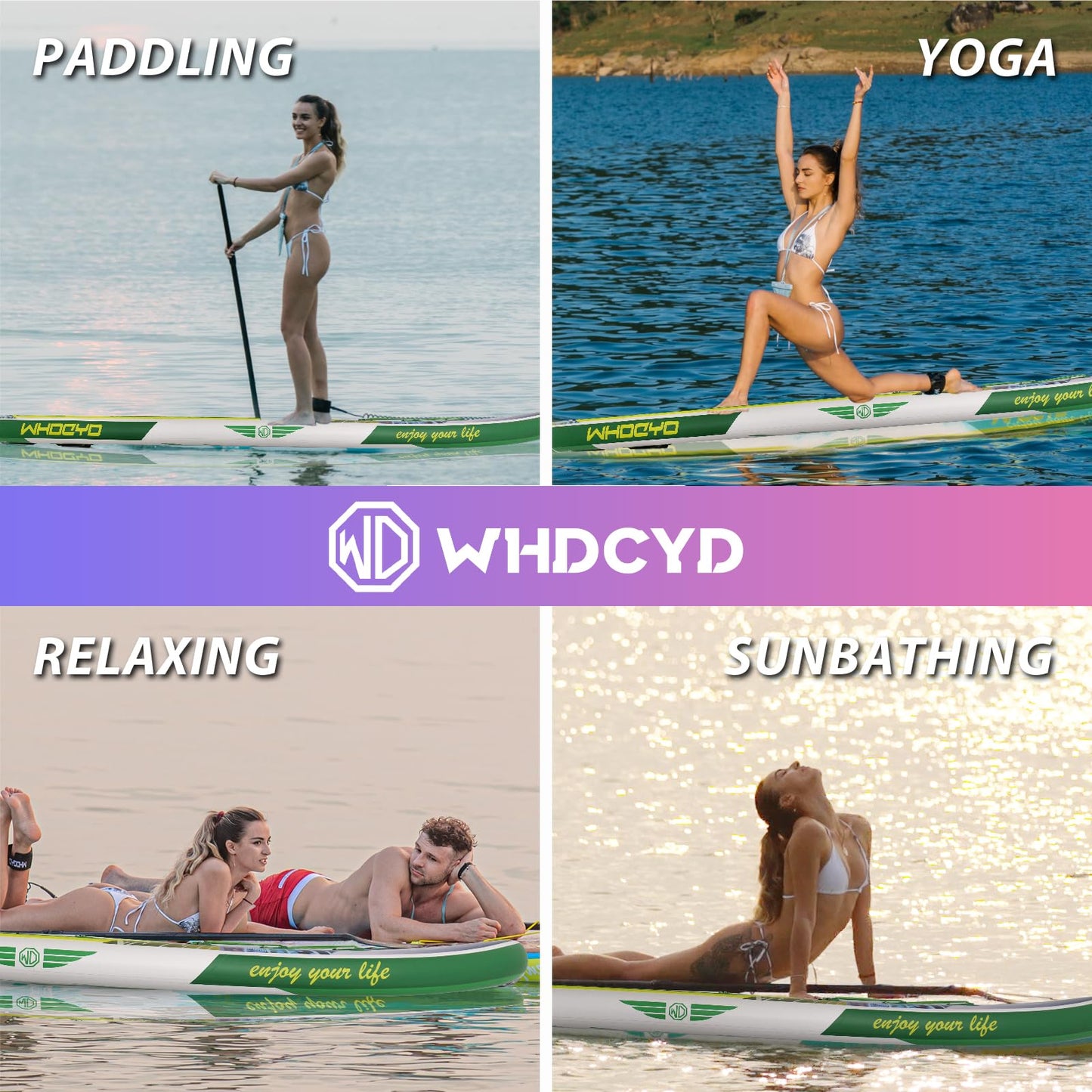 WHDCYD Inflatable Stand Up Paddle Board 11' × 33" × 6", Yoga Board with Durable SUP Accessories for Adults & Youth, Versatile Paddle Board