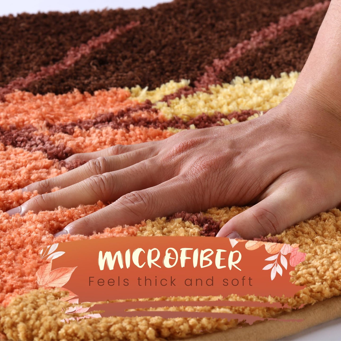 Fall Leaves Bath Mat 20x32 Inch, Soft and Absorbent Tufted Cozy Fall Bathroom Rug Non Slip Washable, Autumn Thanksgiving Halloween Bathroom Decor Rug Holiday Decorations