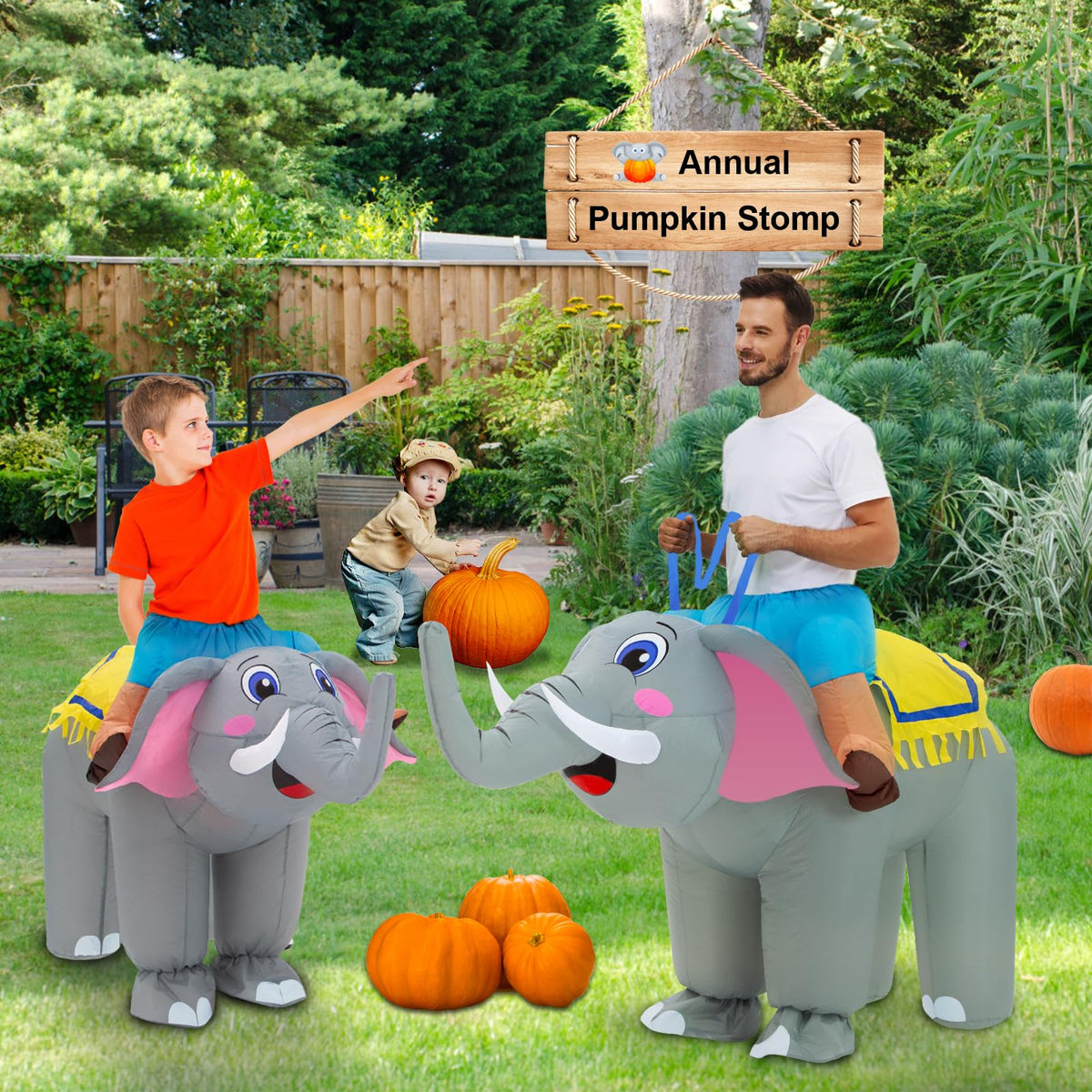 anroog Inflatable Costume for Adult Elephant Costume Halloween Blow Up Ride on Elephant Costumes Animals Suit for Men Women Cosplay Party