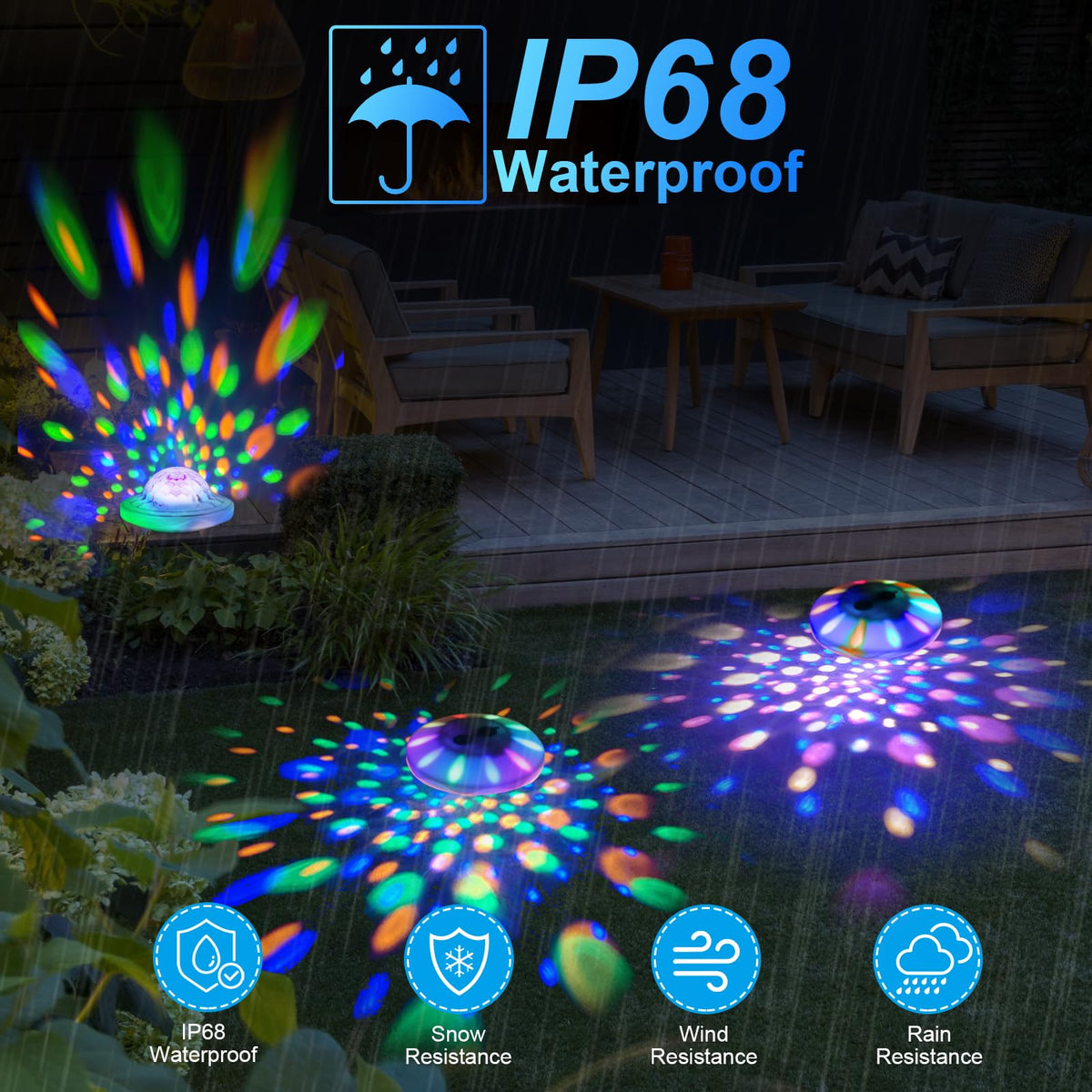 TEPENAR Rechargeable Floating Pool Lights: Remote Control Pool Lights That Float with 6 Dynamic Lighting IP68 Waterproof RGB Upper and Lower Floating Lights for Hot Tub Pool Garden Party 1 Pack