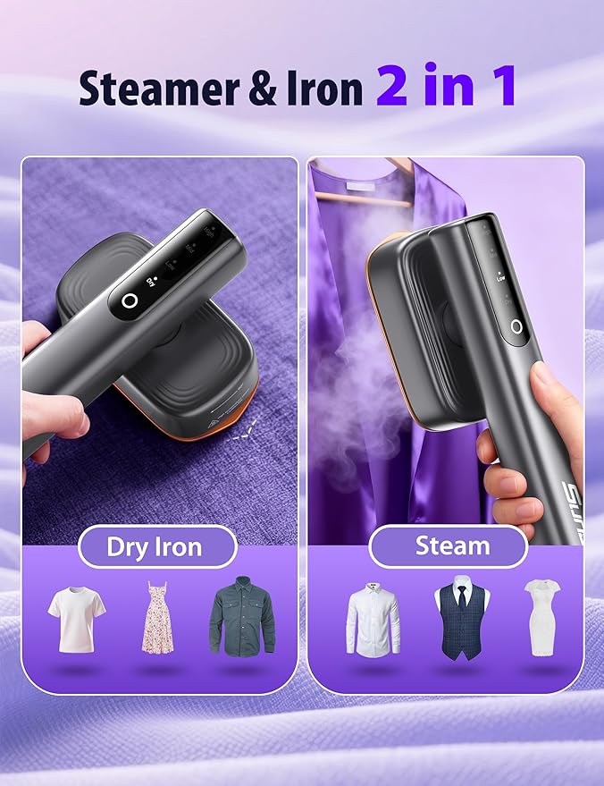 Sundu Steamer for Clothes,15s Fast Heat-up Handheld Garment Steamer,35mins Runtime & 180ml Large Tank,25g/min Steam,Ceramic Panel,Stands on Desk,Wrinkle Remover for Travel, Home, Office(Dark Gray)