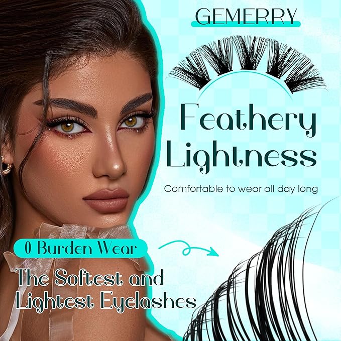 Lash Clusters GEMERRY 280pcs Clusters Lashes D Curl Soft&Natural Individual Lashes Cluster Eyelash Clusters DIY Lash Extensions at Home（40P-10-18mm)