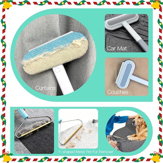 Carpet Rake for Pet Hair Removal：Upgraded 3 In 1 Reusable Carpet Scraper Pet Tool Kit, Adjustable Handle for Deep Clean Dog & Cat Hair Remover, Lint Remover Scraper for Carpets, Mats, Rugs, Car&Couch