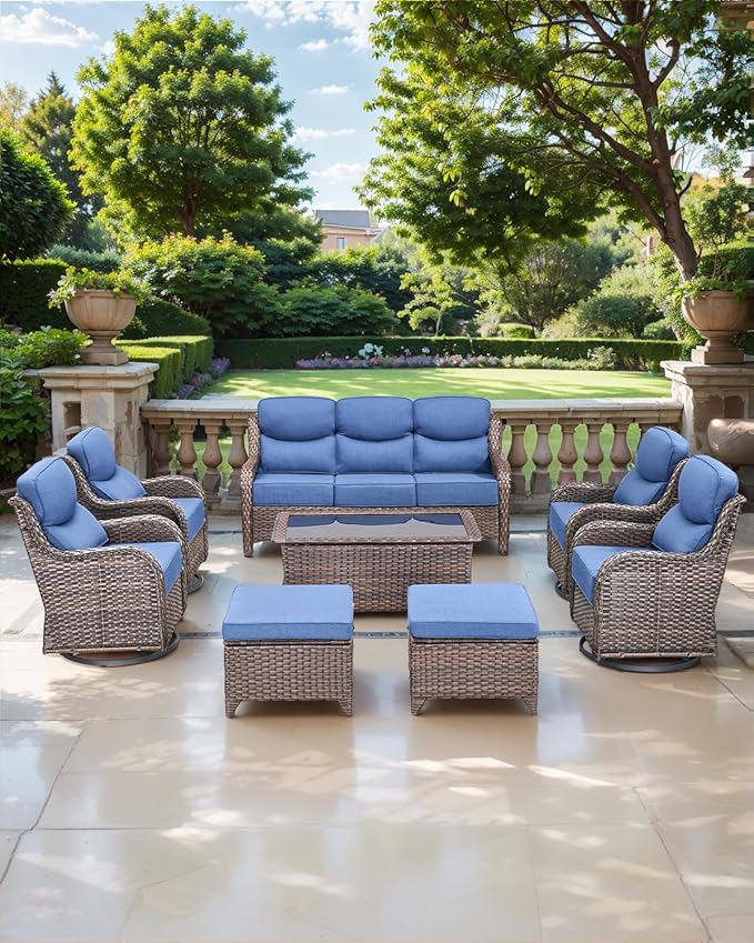 ACTREST Luxury 24x24x6 Inch Smile Outdoor Cushions - 1 Set Deep Seat Water-Repellent Patio Furniture Replacement Cushion for Wicker Rattan Wood Metal Chair Glider Rocker Loveseat Sofa - Navy Blue