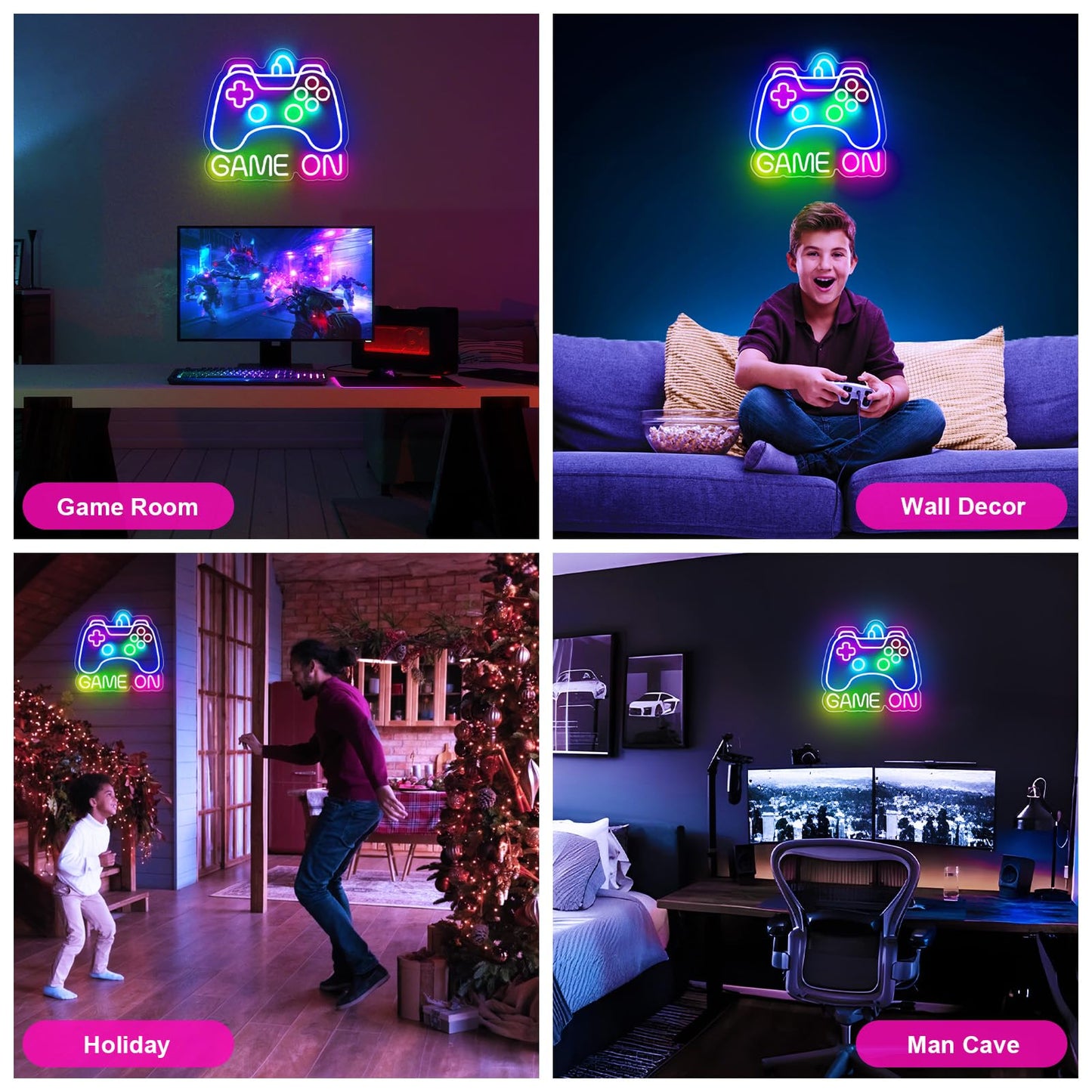 Basaneon Gamer Neon Sign, Dimmable Neon Controller Sign for Gaming Room Decor, USB Powered Gamepad Shaped Gaming Neon Sign for Teen Boys Room Decor - Best Gifts Led Gaming Sign for Teenage Boys Kids
