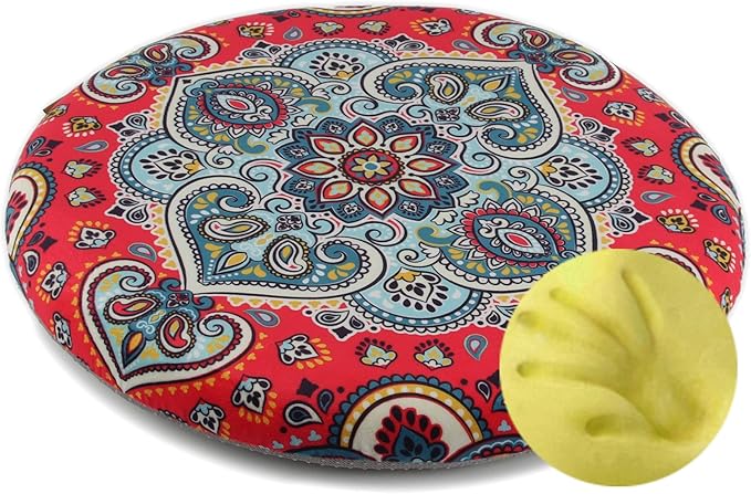 Sigmat Memory Foam Seat Cushion Anti-Slip Soft Round Stool Cushion Chair Pad 15 Inch Floral