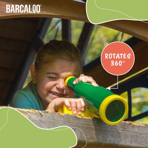 Barcaloo Playhouse Accessories for Kids, Outdoors Playground Sets for Backyards with Telescope, Periscope & Pirate Playset Binoculars Attachments, Backyard Treehouse, Jungle Gym and Swing Set