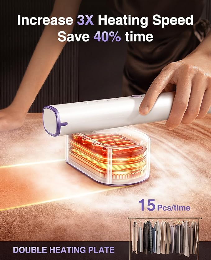 Negative Lons Series Steamer for Clothes, Large Panel 0.5s Wrinkles Removal, 3 Modes Steamer ＆ Iron Dual Voltage Handheld Portable Travel Garment Steamers for Home, Global ＆ Europe Traveling