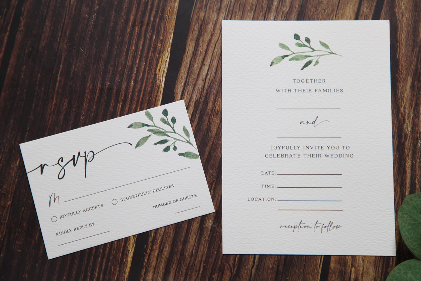 Spelable 30 Set Wedding Invitations With Envelopes And Rsvp Cards,Greenery Wedding Invitations,Include 5x7 inch Fill-in Invitation,Vellum Wrap,Rsvp Card, Self Seal Envelopes,Gold Wax Seal Stickers