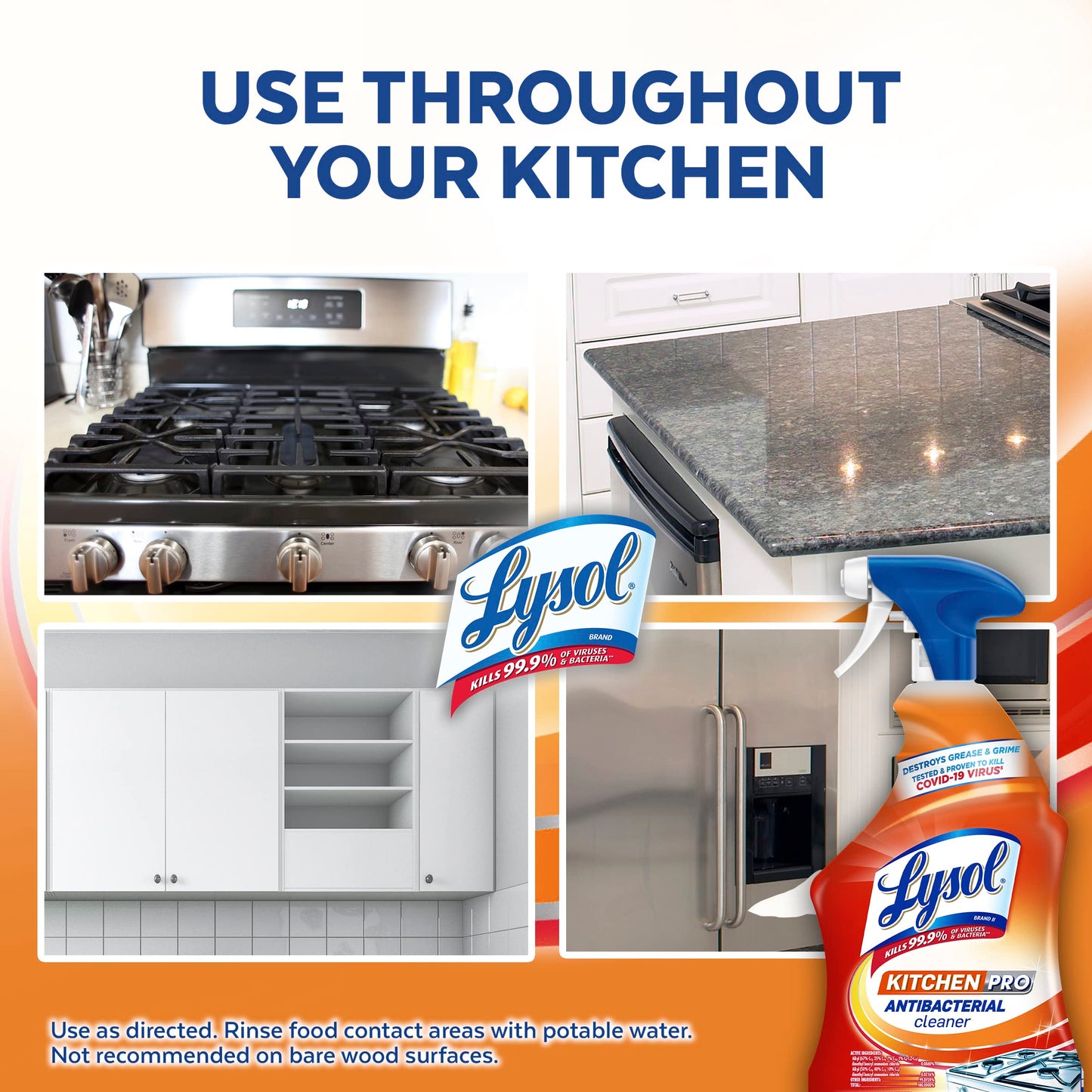 Lysol Kitchen Pro Antibacterial Cleaner Trigger, 22 Fl Oz (Pack of 2)