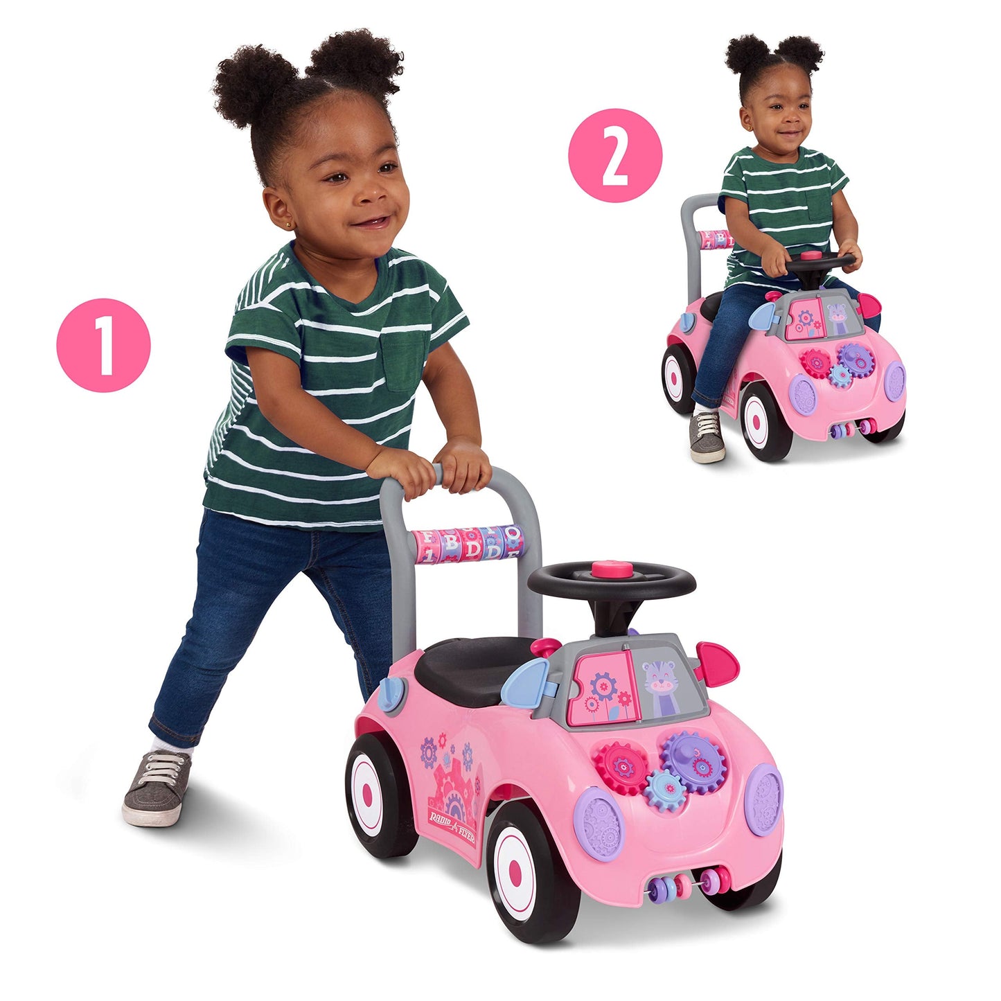 Kids Car, Baby Toys for Kids, Toddler Toys 2-3, Radio Flyer Creativity Car: Pink Ride-On, for Ages 1-3 Years
