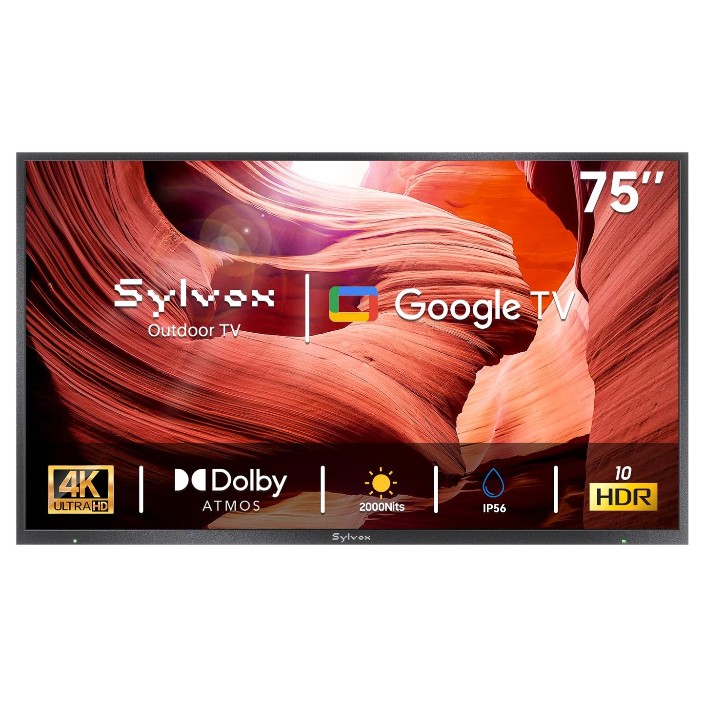SYLVOX Outdoor TV, 75 inch 2000 Nit High Brightness Smart TVs, 4K Sunlight Readable Display, IP56 Waterproof, Smart TV for Outdoor Households or Commercial Places (Pool Pro 3.0)