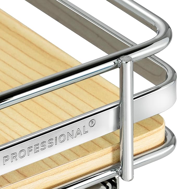 LYNK PROFESSIONAL® Élite™ Pull Out Spice Rack Organizer for Inside Kitchen Cabinets - 10-3/8 inch Wide - Slide Out Drawer – Wood/Chrome Sliding Spice Cabinet Organization Shelf Racks - 1 Tier