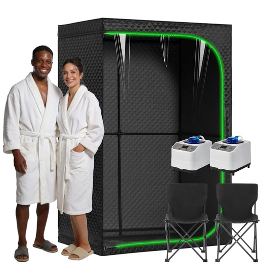 UNANEST Portable Steam Sauna Tent for Home, Full Body Relaxation, Fast Heating, Foldable Indoor Sauna (Double Square, Polyester + PVC)