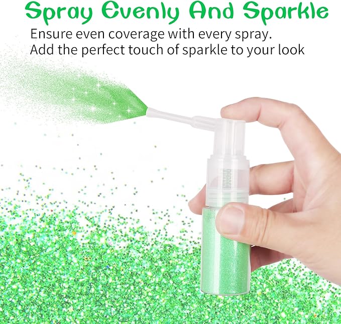 MEICOLY Green Body Hair Glitter Spray,25g/0.88OZ,Shinny Sparkle Glitter Spray for Clothes,Loose Shimmer Hairspray for Festival Rave Makeup/Stage Performance,Lightweight