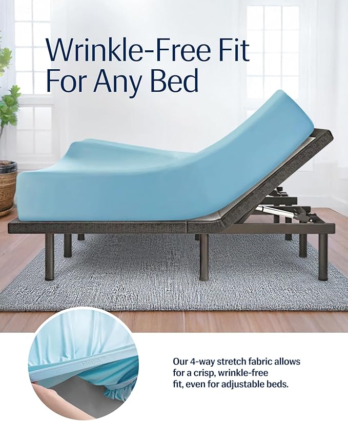 REST® Evercool®+ Fitted Sheet, Full Size, Light Blue, 15" Deep (up to 18’’), Breathable Bedding for Hot Sleeper and Night Sweats, Bed Sheet with Ionic+ Self-Cleaning Silver Yarn for Sensitive Skin