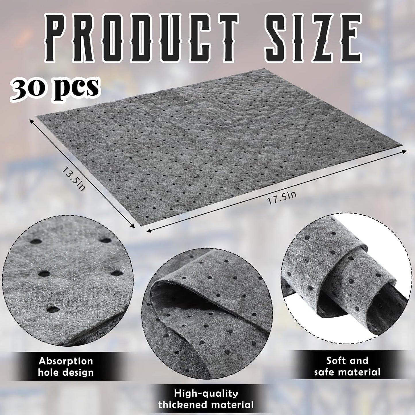 Hoolerry Oil Absorbent Pads Weight Dimpled Pad Garage Accessories Water Absorbent Mat Oil Spill Mat for Absorbing Protecting Home Garage Basement (13.5 x 17.5 Inch,Gray,30 Pcs)