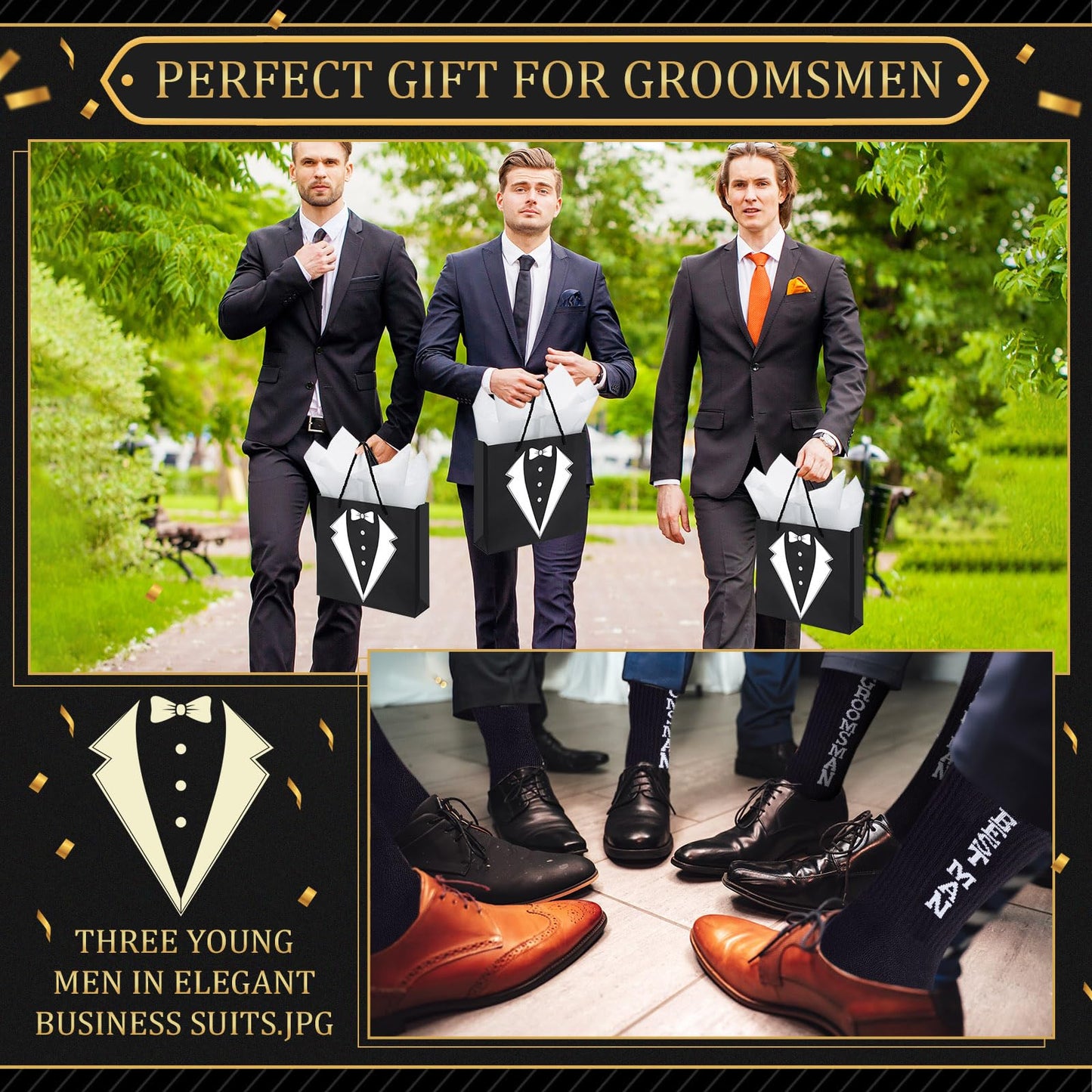20Pcs Groomsmen Gifts Groomsmen Proposal Box with Shot Glasses Socks Sunglasses PU Leather Toiletry Bag Bottle Opener Can Cooler Groomsman Gifts for Wedding Groomsmen Best Man Gift (20, Brown)