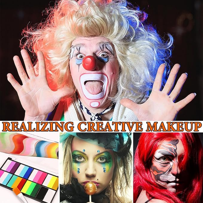 23 Colors Bruise Wheel for Special Effects,Halloween Face Body Paint SFX Makeup,Light Green Witch Zombie Gamora Face Body Paint Oil Based Cosplay Theatrical Halloween Makeup Kit