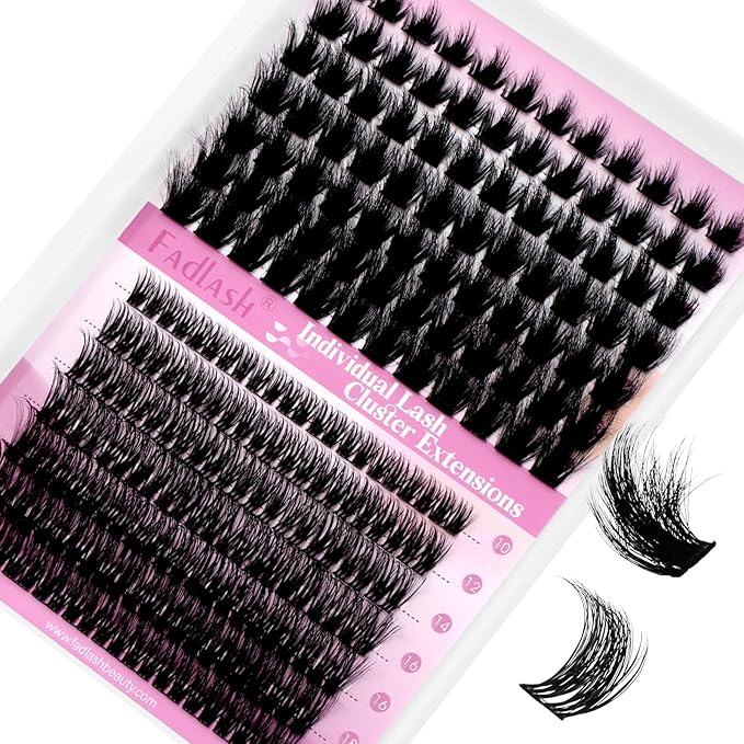 FADLASH Lash Clusters Individual Lashes 10-18mm Eyelash Clusters D Curl DIY Lash Extension Clusters Wispy Cluster Lashes (KLS242+CLS015-07D-Mix10-18)
