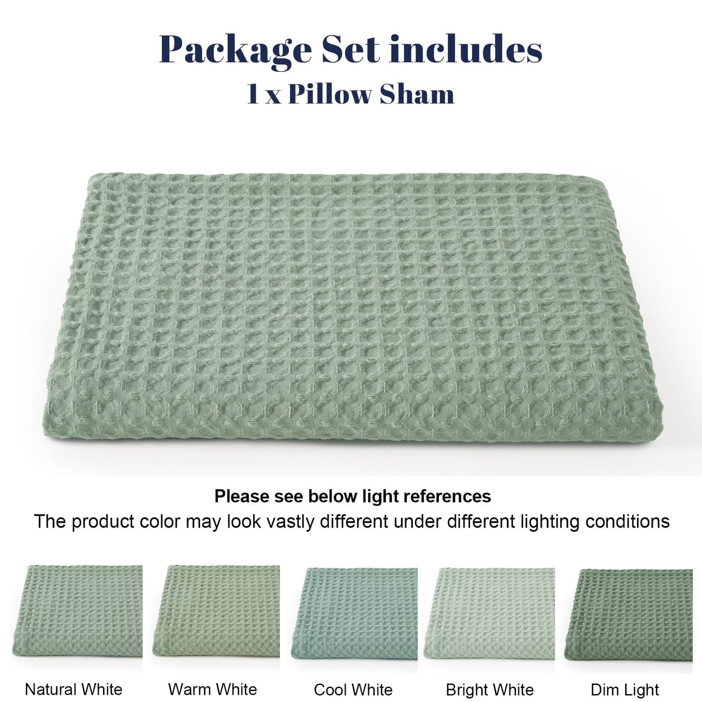 PHF Ultra Soft Waffle Body Pillowcase, Sage Green, 20" x 54", Polyester, Breathable, Skin-Friendly, Zipper Closure