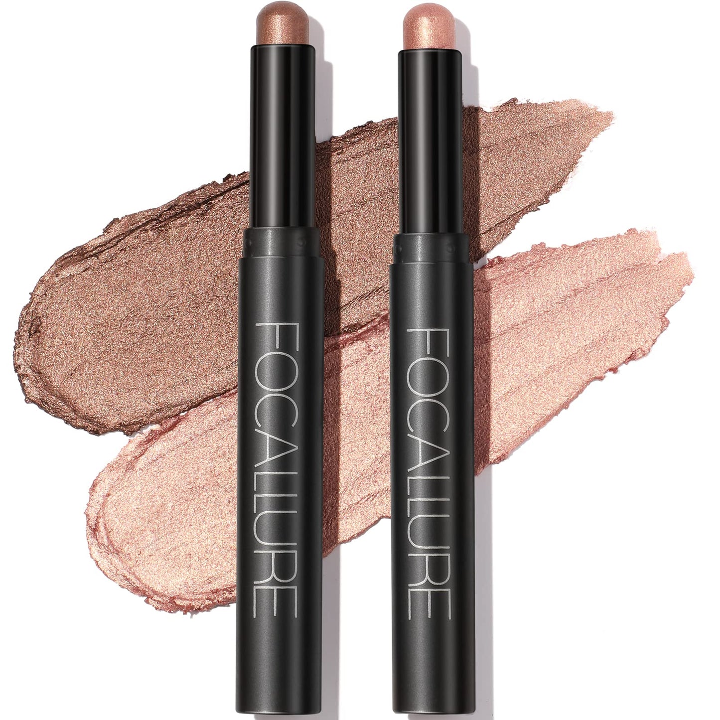 FOCALLURE 2 Pcs Cream Eyeshadow Stick,Brightener Eyeshadow Pencil Crayon,High Pigmented Eye Shadow Pen,Waterproof Long Lasting E
