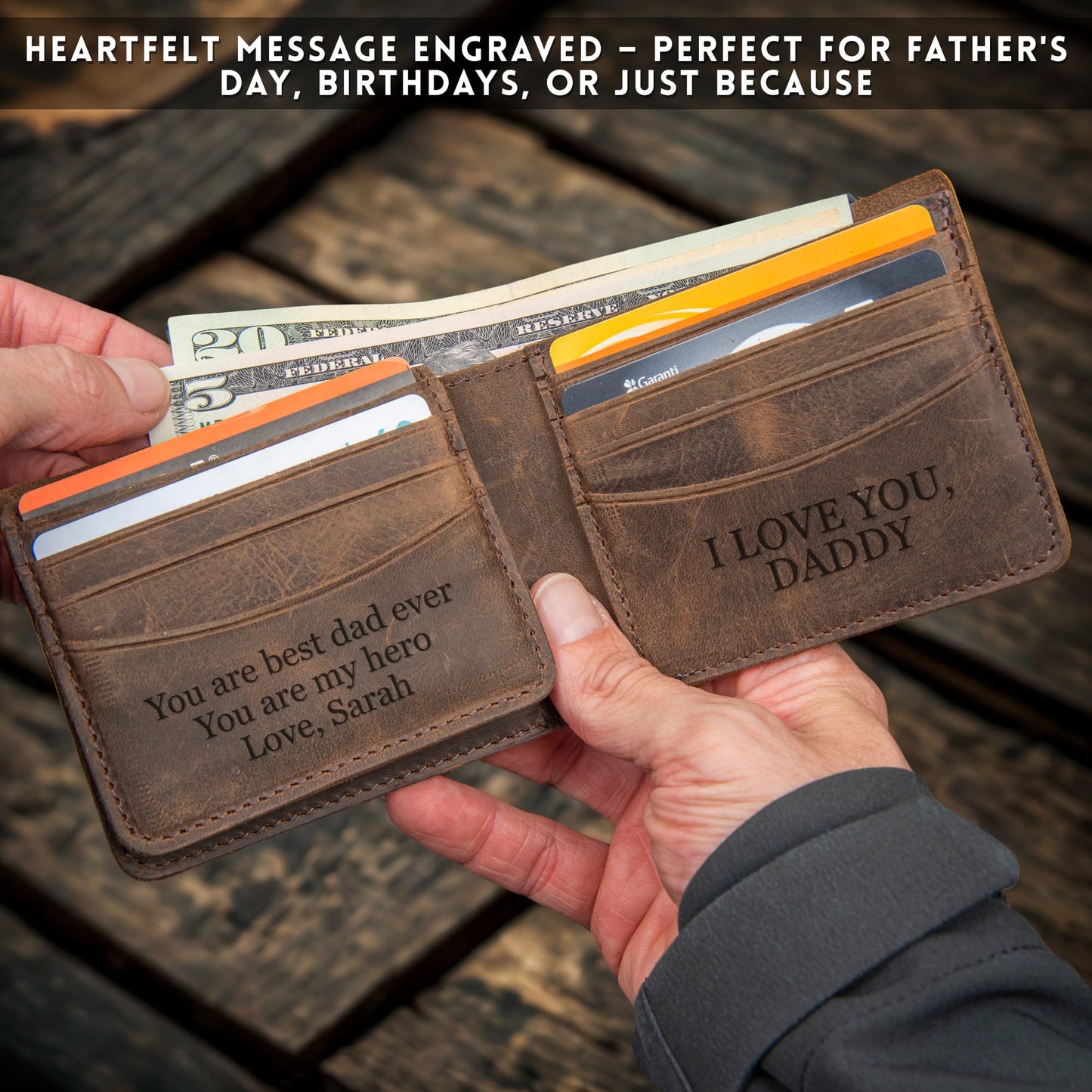 Personalized Wallet for Men - Custom Wallets, Customized Monogram, Gift for Husband, Dad, Son, Boyfriend, Anniversaries, Grandpa, Graduate, Birthday, Wedding & Groomsmen, Gifts for Men