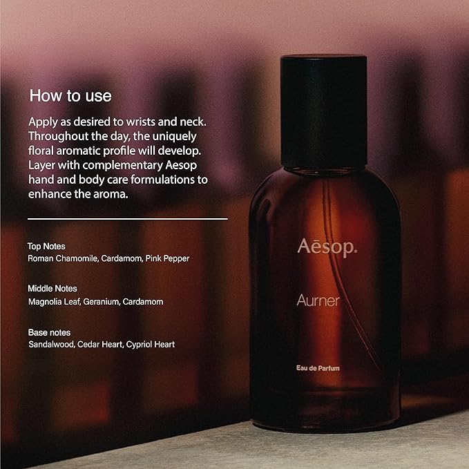 Aesop Aurner Eau de Parfum | Floral, Herbaceous, Fresh Unisex Fragrance | Floral Fragrance With Unexpected Contrasts | 1.6oz / 50mL