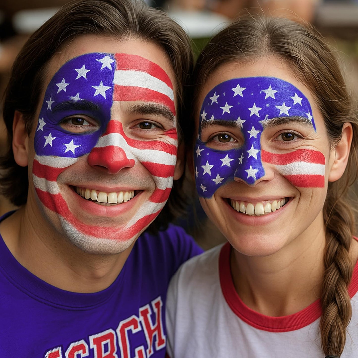 US Flag Red White Blue Face Painting Kit, 3 Colors Facepaint + 3PC Sponge + Brush for Halloween Costume Clown Joker, Eye Black f
