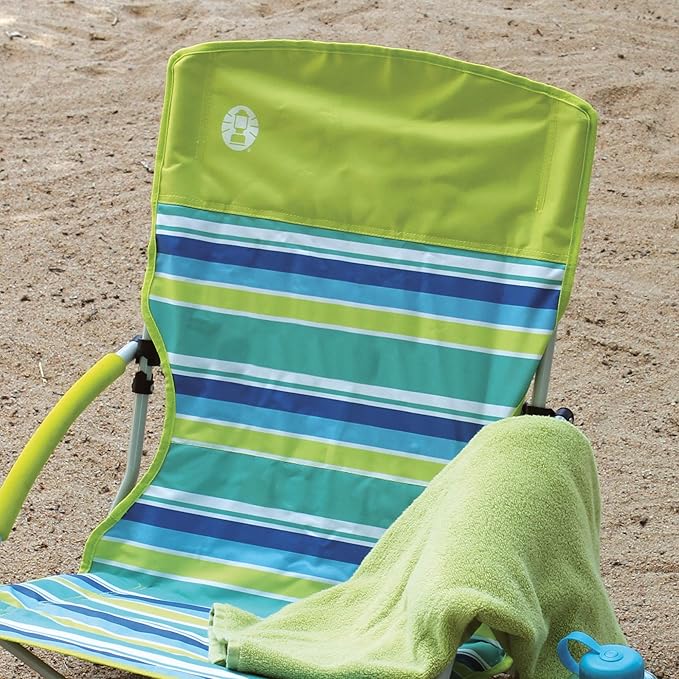 Coleman Utopia Breeze Lightweight Beach Chair with Cup Holder, Comfortable Portable Outdoor Chair with Carry Bag, Supports up to 250lbs, Great for Beach & Yard