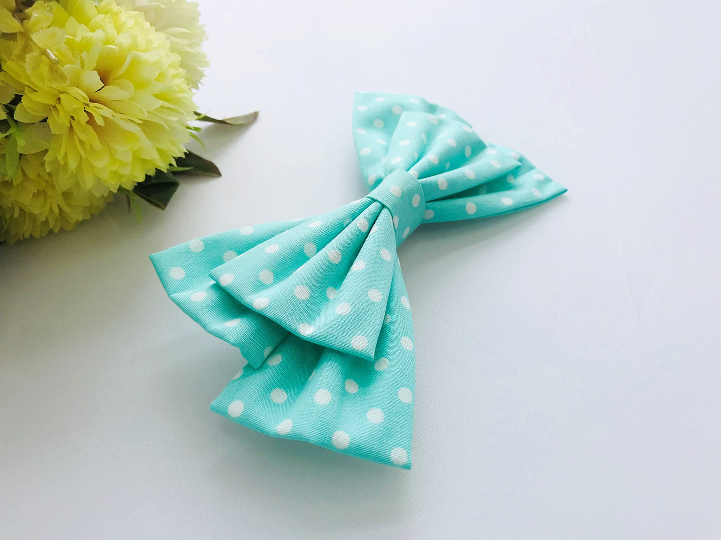 MeeTHan Polka Dot Bows Mice Mouse Hair Clips Ears Elastic Bands Costume Accessories: M12 (Jumbo-Green)