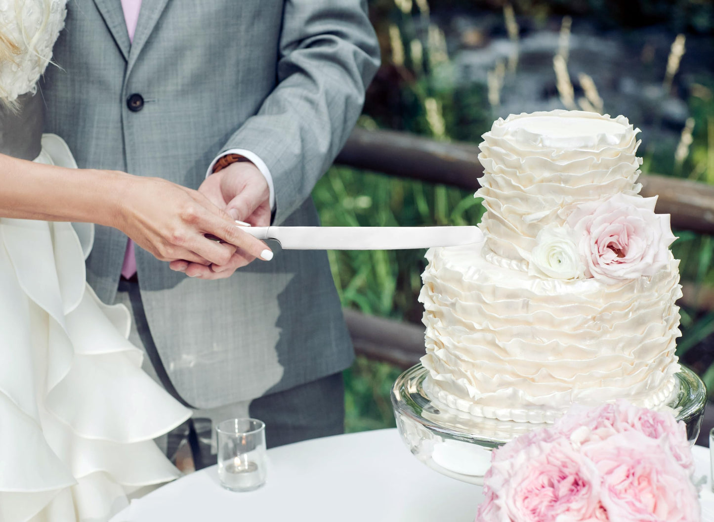 Wedding Cake Knife and Server Set, Silver Cake Cutting Set for Wedding, 4 Pieces Set with Forks for Engagements, Anniversaries, Bride and Groom