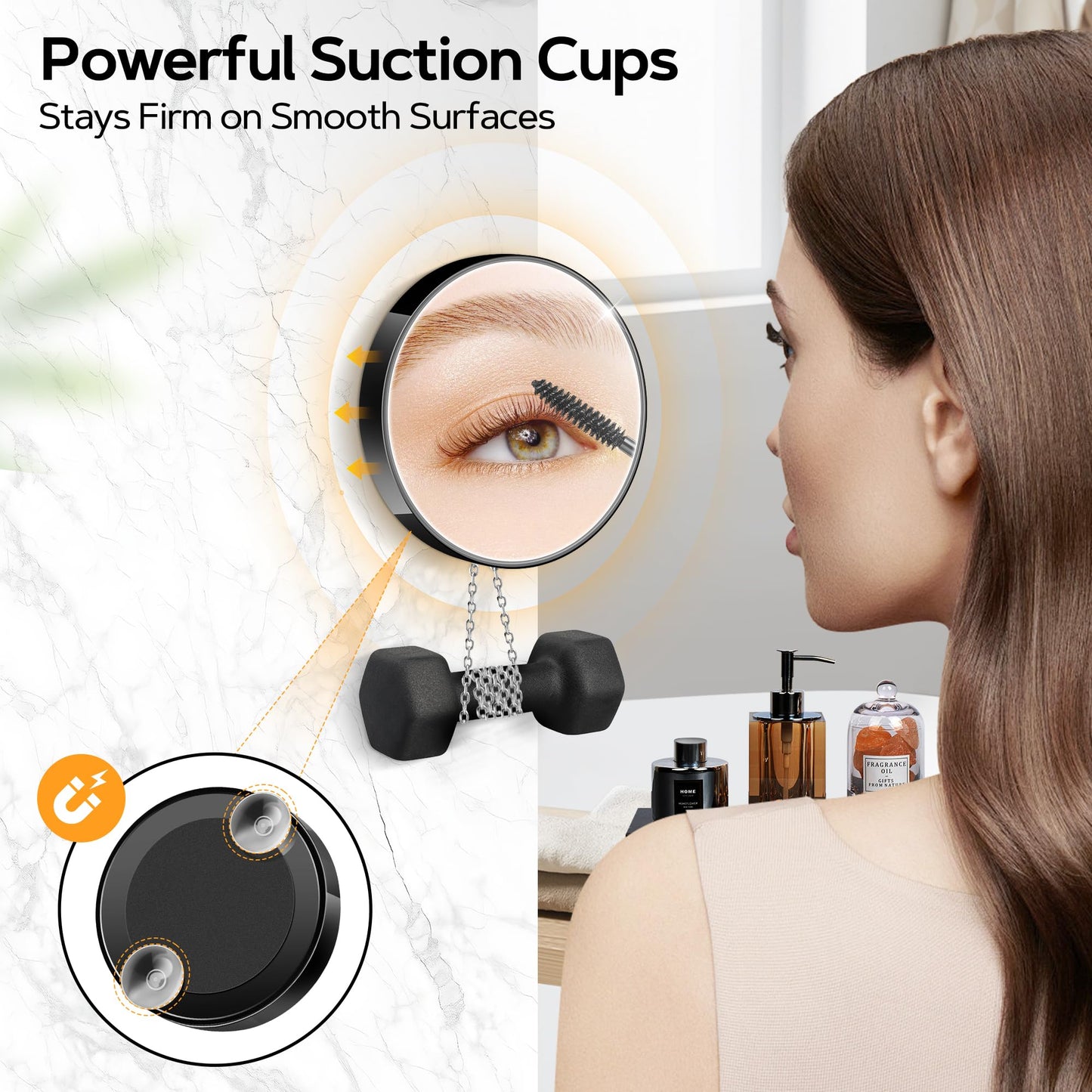 MIYADIVA Magnifying Mirror Set, 10x&20x&30x Suction Cup Makeup Mirror, 2 Tweezers & Storage Bag. 3.5in Compact Mirror for Travel