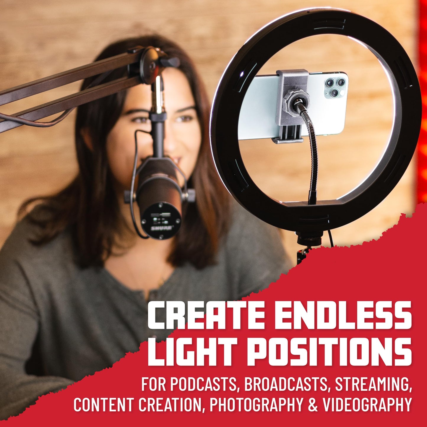 Gator Frameworks 10 Led Ring Light With 6 Ft. Extendable Tripod Stand & Phone Holder, (Gfw-Ringlighttripd)
