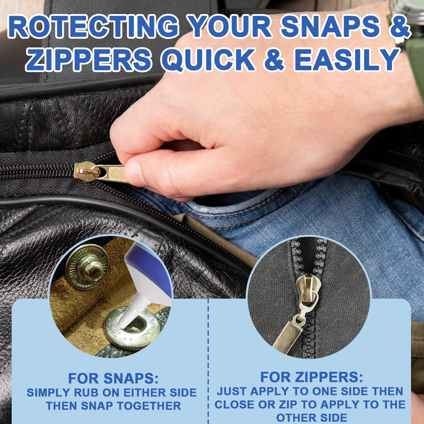 BTAS Zipper Lubricant for Plastic and Metal, Zipper Ease Lube Silicone Grease for Boat Canvas Cooler Bags Clothes Dresses with PTFE Marine Grade 2 Oz