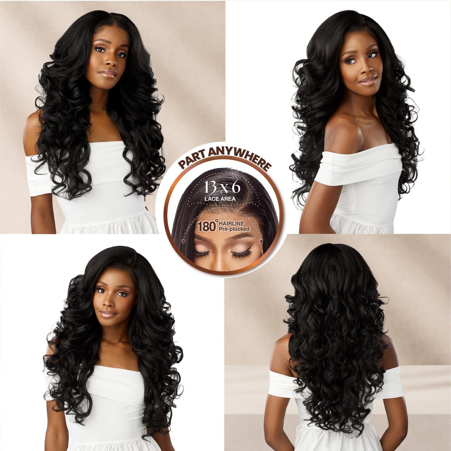 Sensationnel Bare lace 13x6 wigs - unit 15 lacefrontal glueless synthetic 180 degree preplucked hairline (FLAMBOYAGEMOCHA)