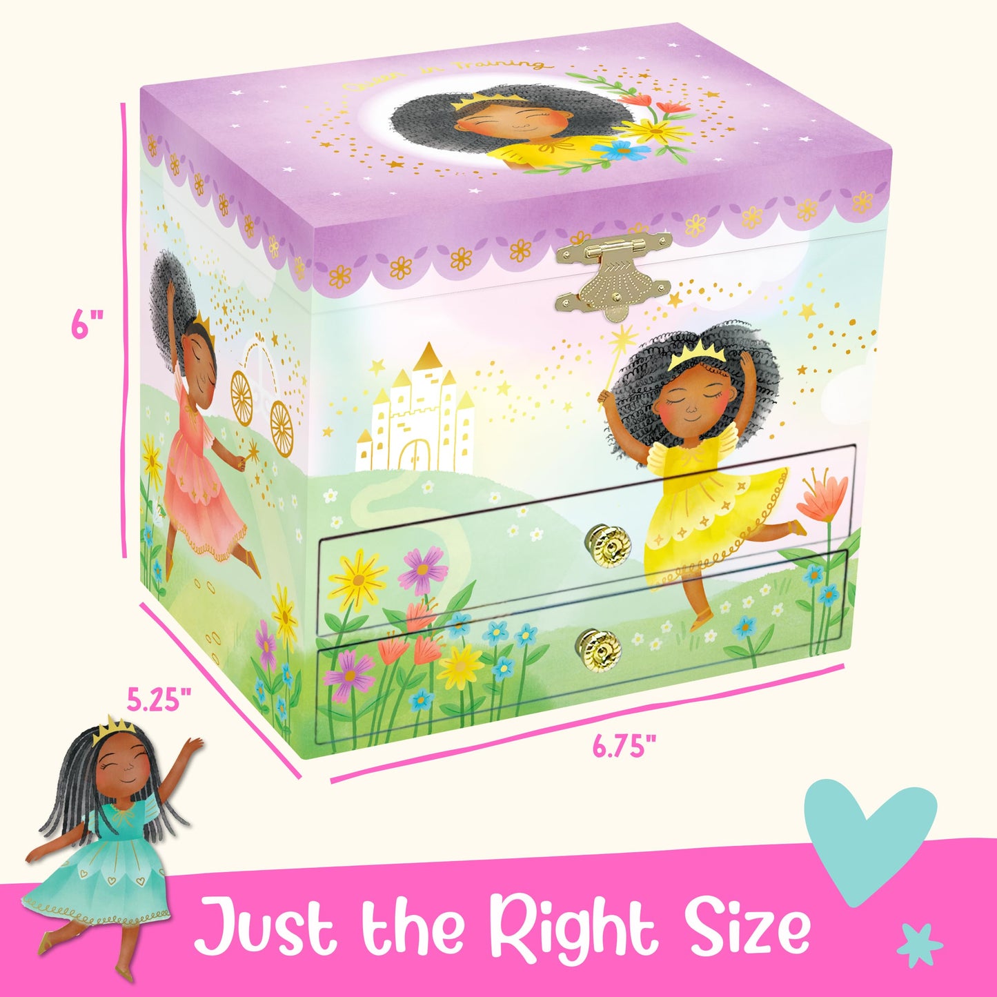 Musical Ballerina Jewelry Box for Girls - Kids Dancing Ballerina Music Box with Mirror, Black Ballerina Gifts for Little Girls, Childrens Birthday Gift, Ages 3-10
