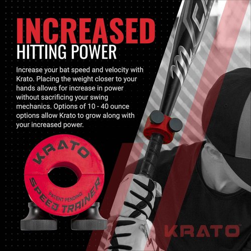 Krato Bat Weight - Baseball and Softball Bat Training Weight for Youth, High School, College - Baseball Swing Training Weight - Adjustable Live Hitting Batting Practice Aid to Improve Velocity - 30 oz