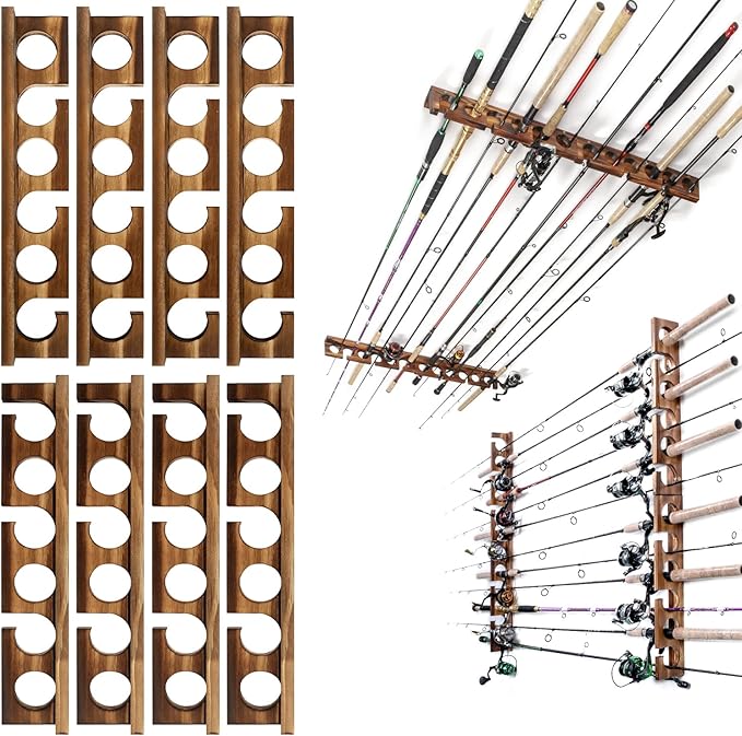 Ghosthorn Holds Up to 24 Rods Fishing Pole Rod Racks Wall or Ceiling Mounted Fishing Pole Rod Holders for Garage Storage O...
