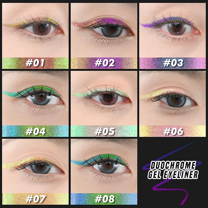 Multichrome Eyeliner Gel Pencil,Waterproof Long-Lasting Vegan Cruelty Free Eye Liner,Shifting Colors Eyeliner Pen (EL-02)