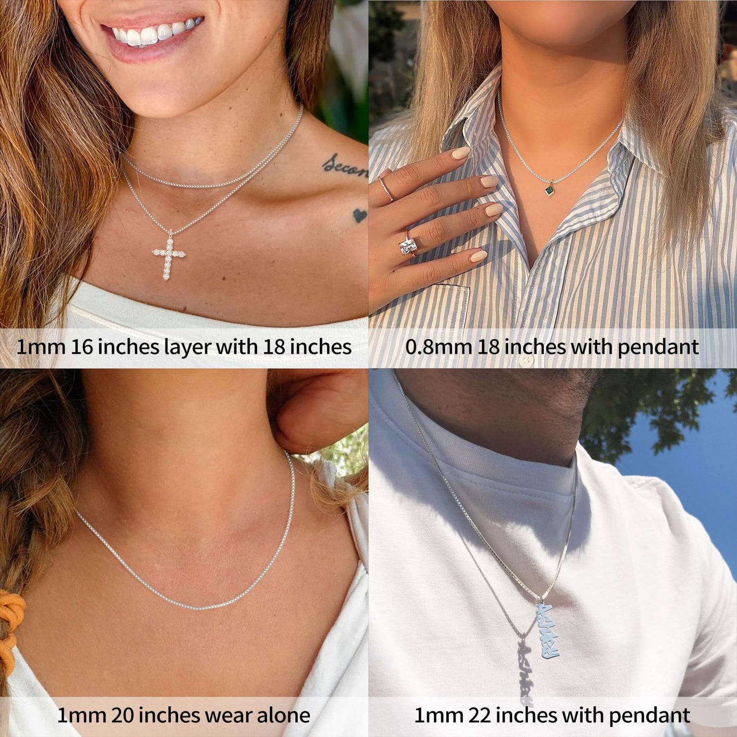 ASHINE Sterling Silver Chain Silver Chain Necklace for Women Chain Necklaces for Women Silver Chain Charm Jewelry Chain Long Nec